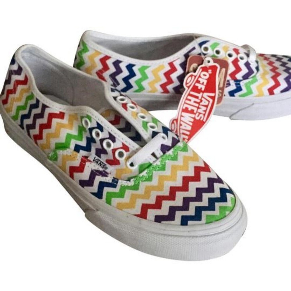 Vans Slim Classics Multicolor Rainbow Zig Zag Chevron Sneakers Shoes W 9 M 7.5